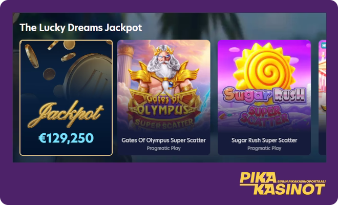 LuckyDreamsCasino pelit sisältävät jättipotteja.