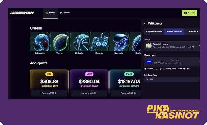 Hanki Immerion Casino kokemuksia tekemällä ensitalletus.