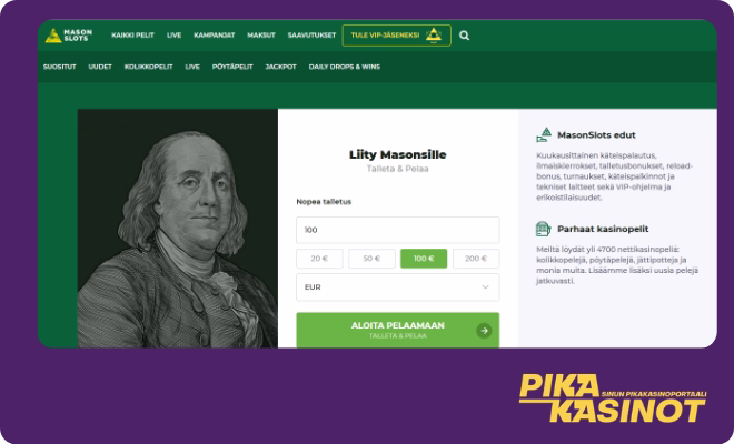 Hanki omia MasonSlots kasino kokemuksia pikana.
