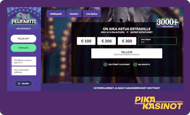 Hanki Pelifantti Casino kokemuksia 1 € minimitalletuksesta alkaen.