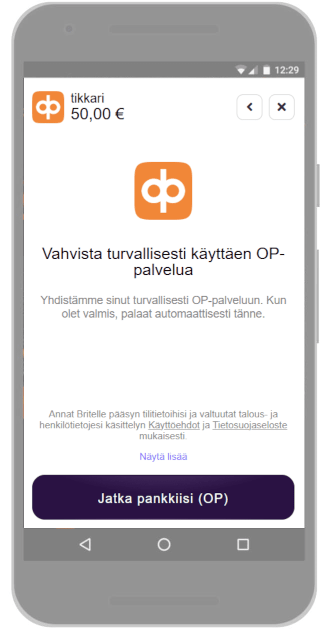 Vahvista talletus pankissasi.