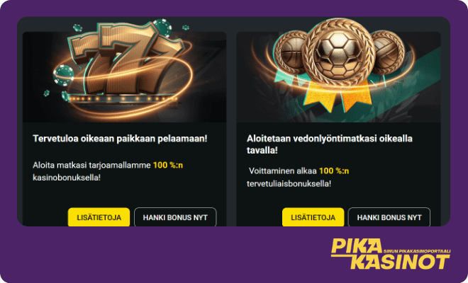 Ulkomaiset kasinot tarjoavat tervetulobonuksia.