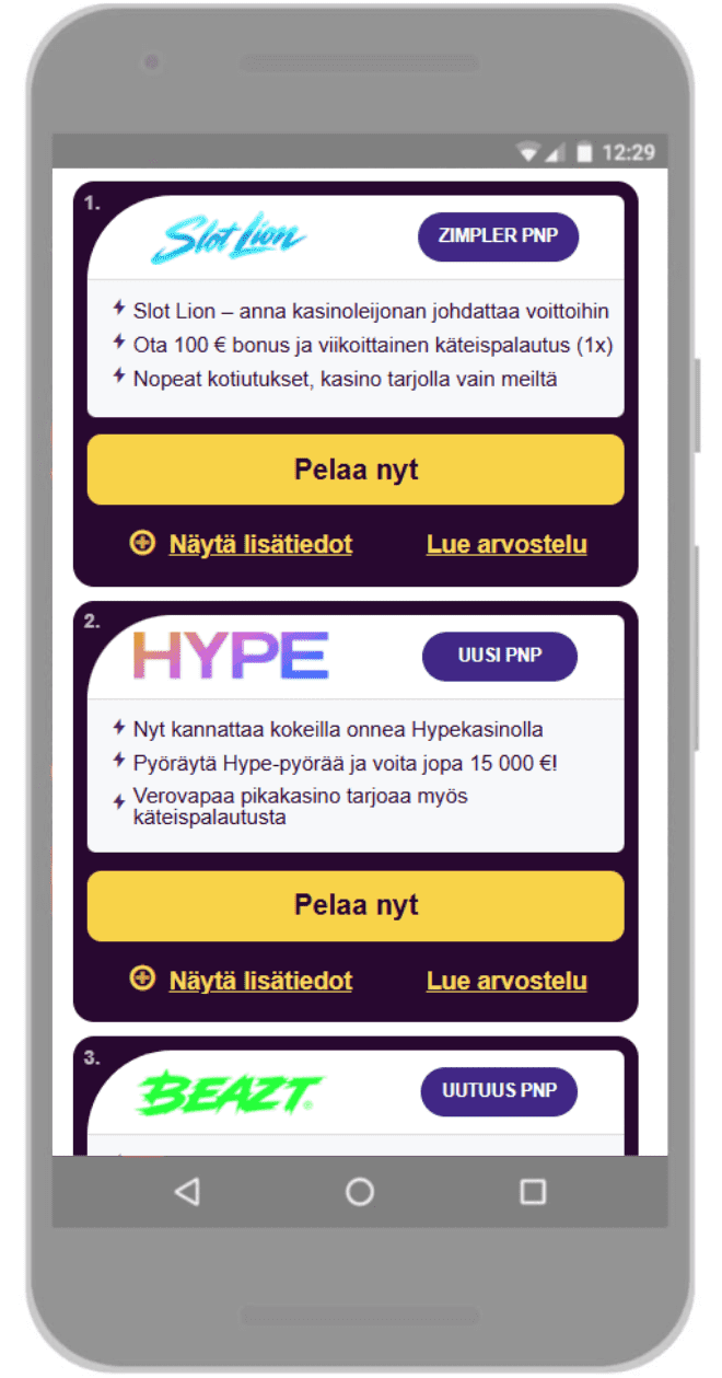 Valitse ulkomainen nettikasino listaltamme.