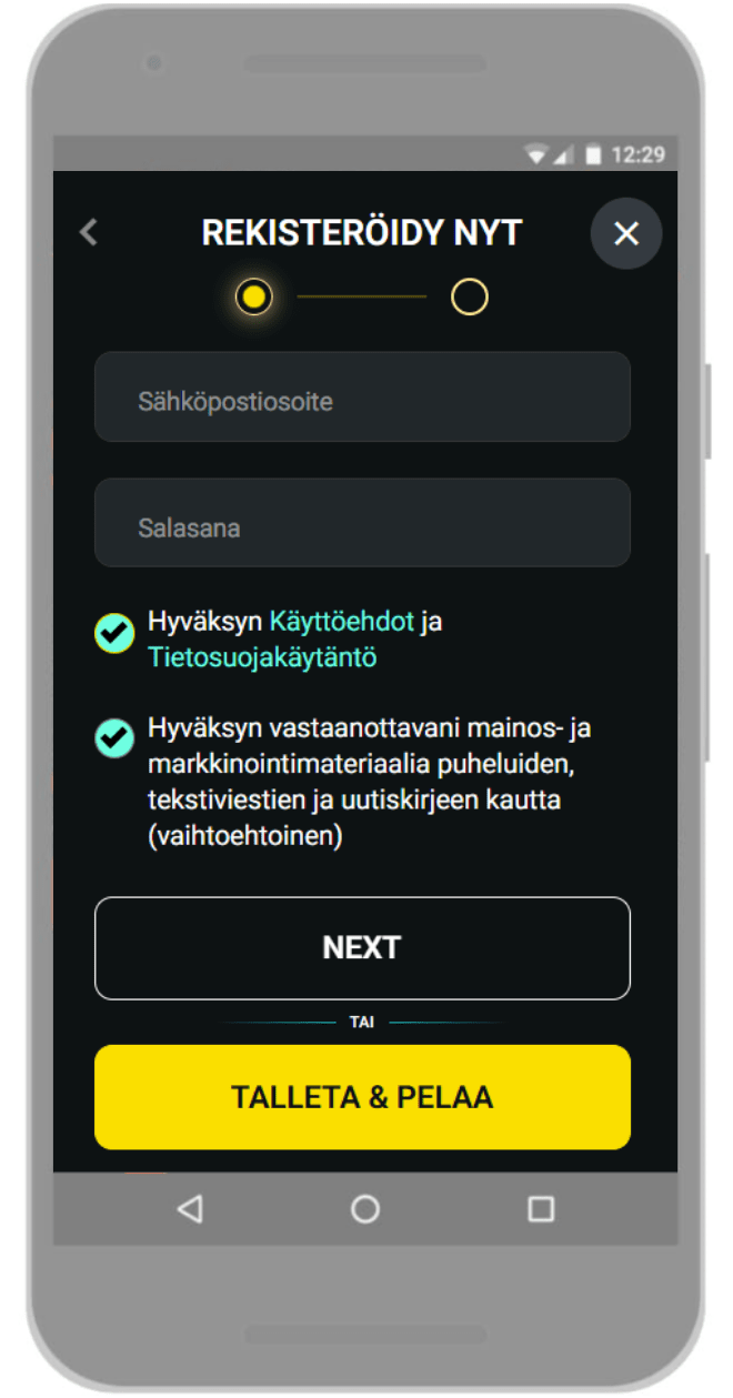 Avaa pelitili.