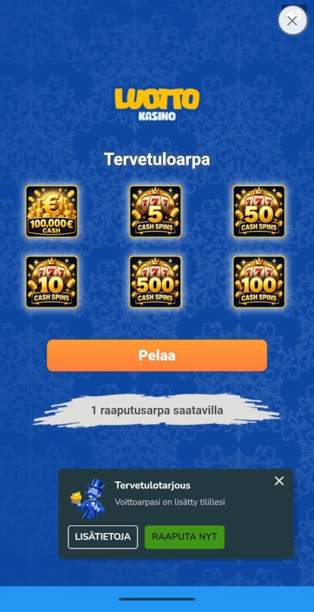 Luottokasino bonus on raaputusarpa.