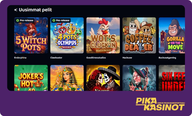 Pikekasino pelit sisältävät tuhansia kasinopelejä.